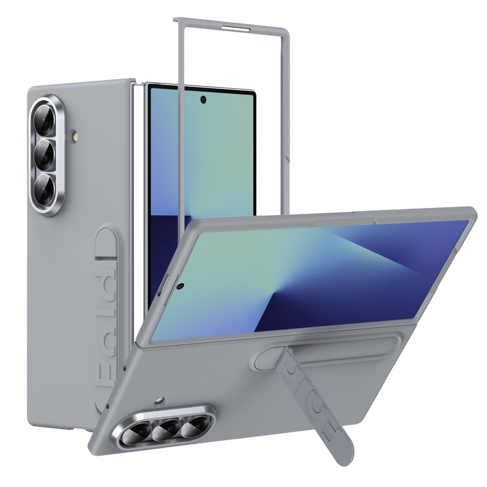 For Samsung Galaxy Z Fold7 5G Case Kickstand Hard PC Phone Cover (without Screen Protector) - Light Grey