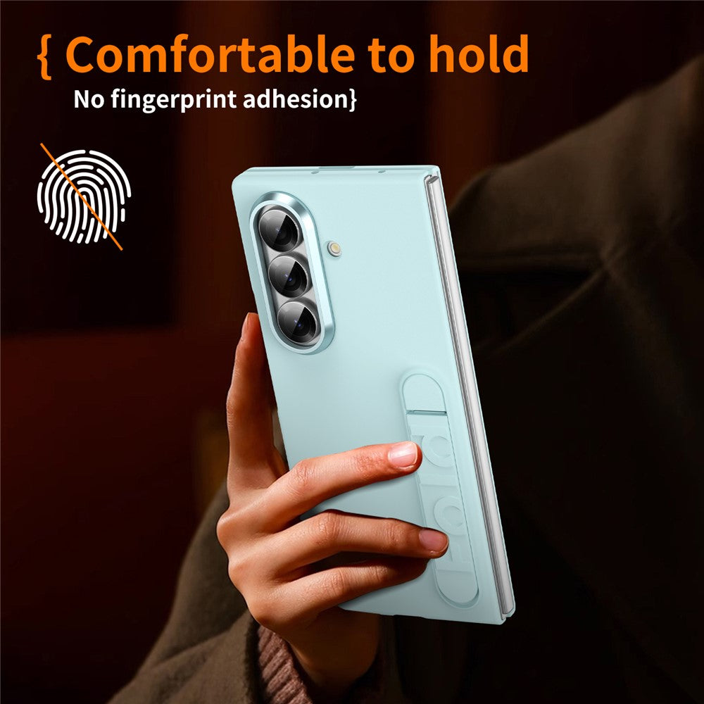 For Samsung Galaxy Z Fold7 5G Case Kickstand Hard PC Phone Cover (without Screen Protector) - Cyan