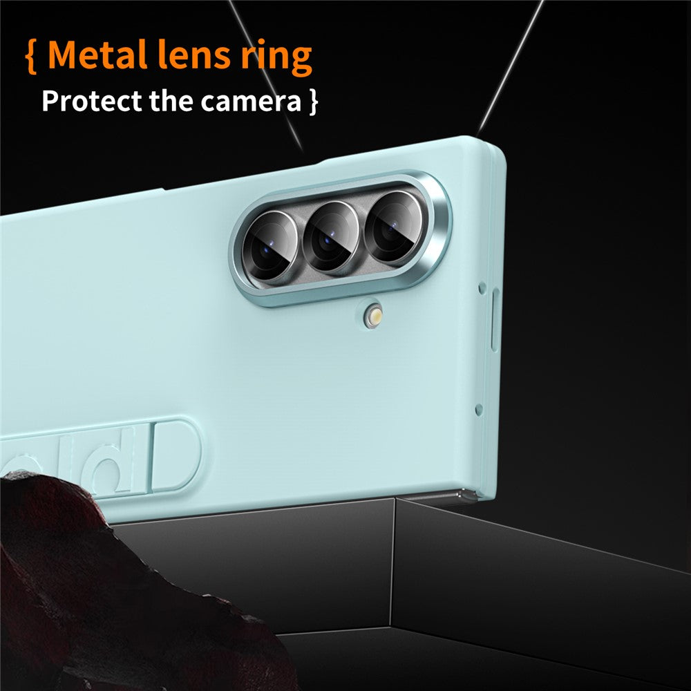 For Samsung Galaxy Z Fold7 5G Case Kickstand Hard PC Phone Cover (without Screen Protector) - Cyan