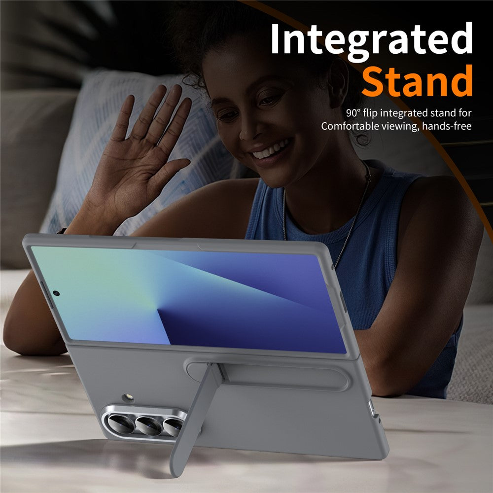 For Samsung Galaxy Z Fold7 5G Case Kickstand Hard PC Phone Cover (without Screen Protector) - Dark Grey