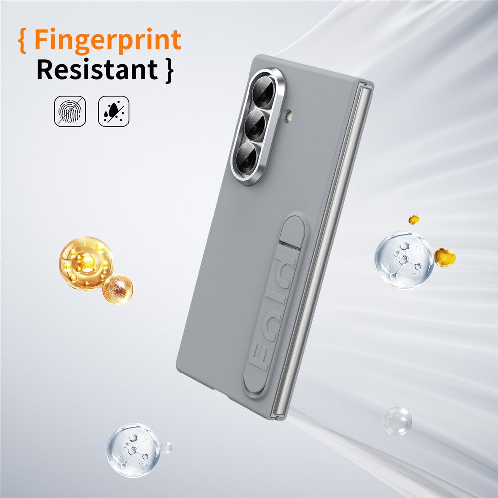 For Samsung Galaxy Z Fold7 5G Phone Case Kickstand PC Cover with Tempered Glass Screen Protector - Light Grey