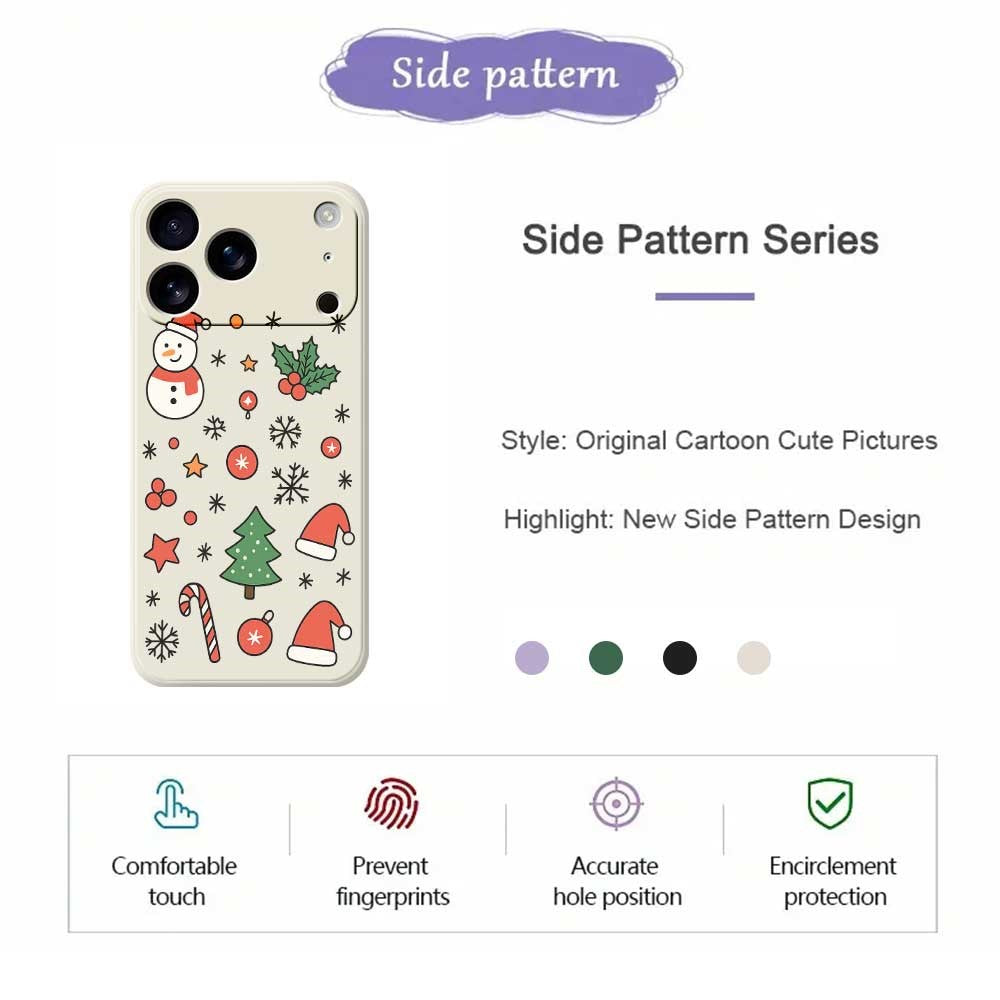 For iPhone 17 Pro Max Case Snowman and Santa Hat Pattern Printing Straight Edge TPU Phone Back Cover - Green