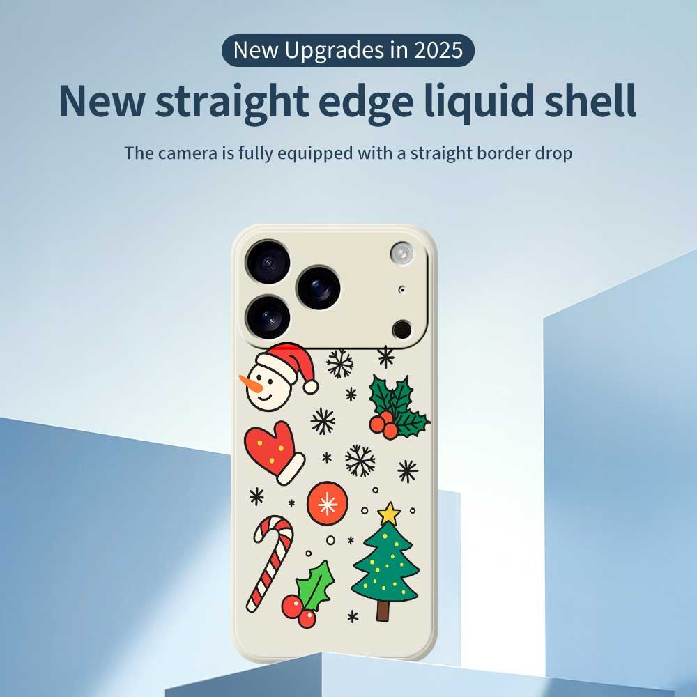 For iPhone 17 Pro Max Case Christmas Snowman and Tree Pattern Printing Straight Edge TPU Phone Back Cover - Purple