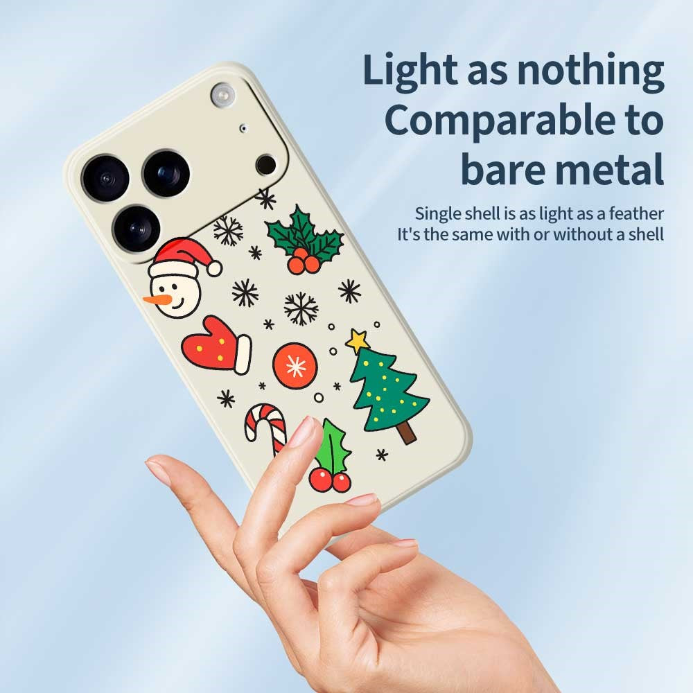 For iPhone 17 Pro Max Case Christmas Snowman and Tree Pattern Printing Straight Edge TPU Phone Back Cover - Purple