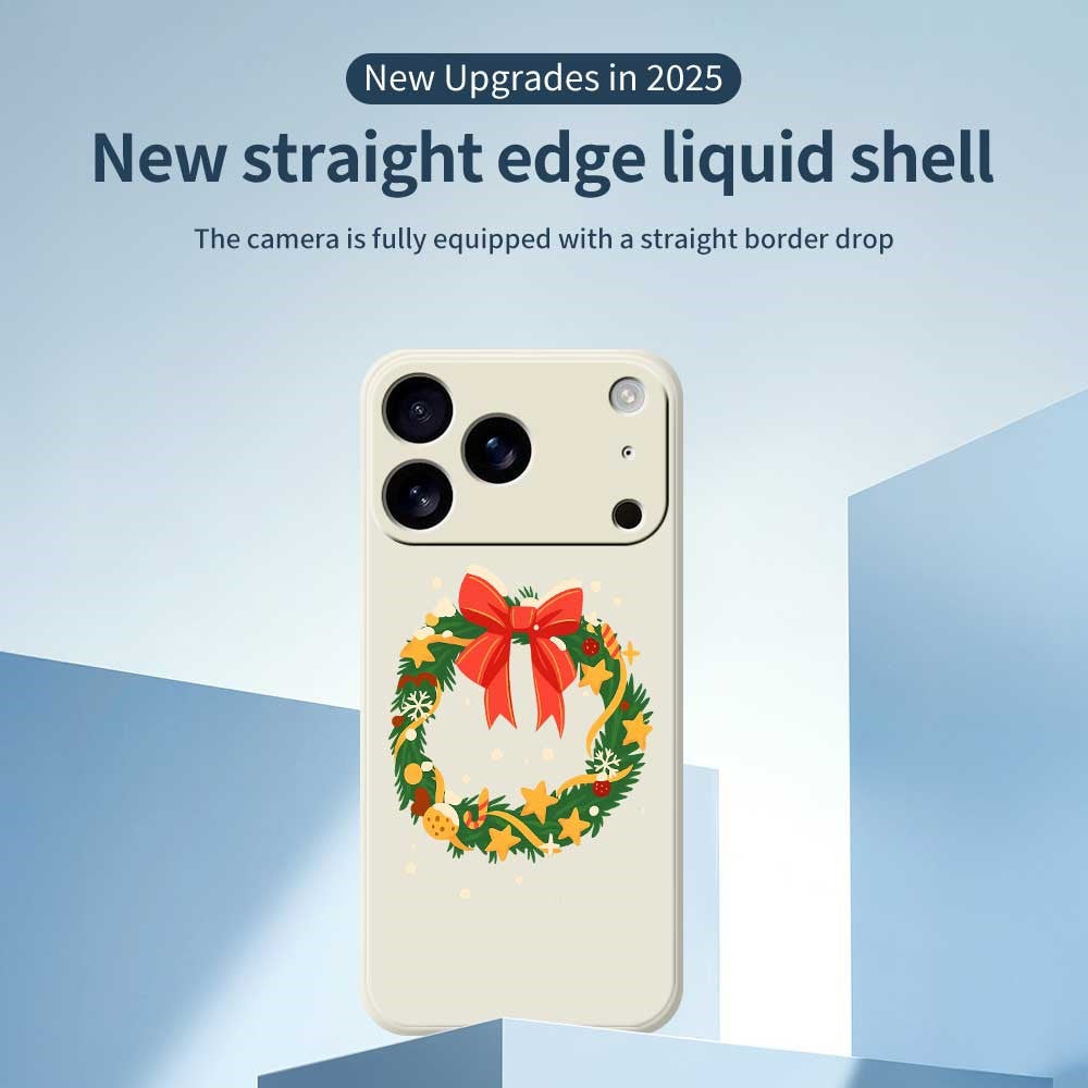 For iPhone 17 Pro Max Case Bow Wreath Pattern Printing Straight Edge TPU Phone Back Cover - Purple