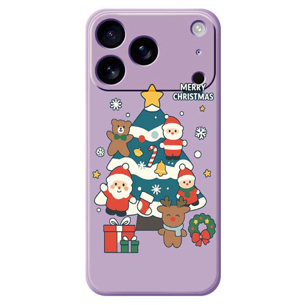 For iPhone 17 Pro Max Case Christmas Tree Gifts Pattern Printing Straight Edge TPU Phone Back Cover - Purple