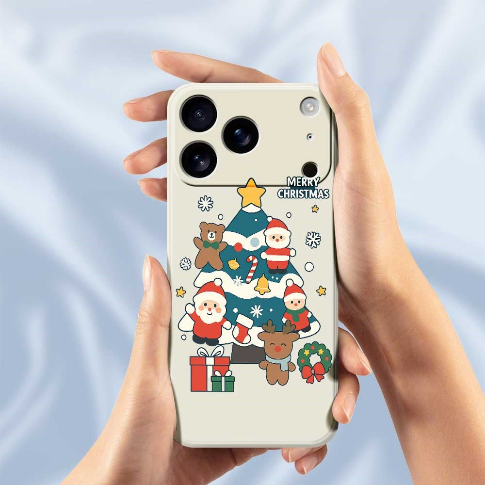 For iPhone 17 Pro Max Case Christmas Tree Gifts Pattern Printing Straight Edge TPU Phone Back Cover - Purple