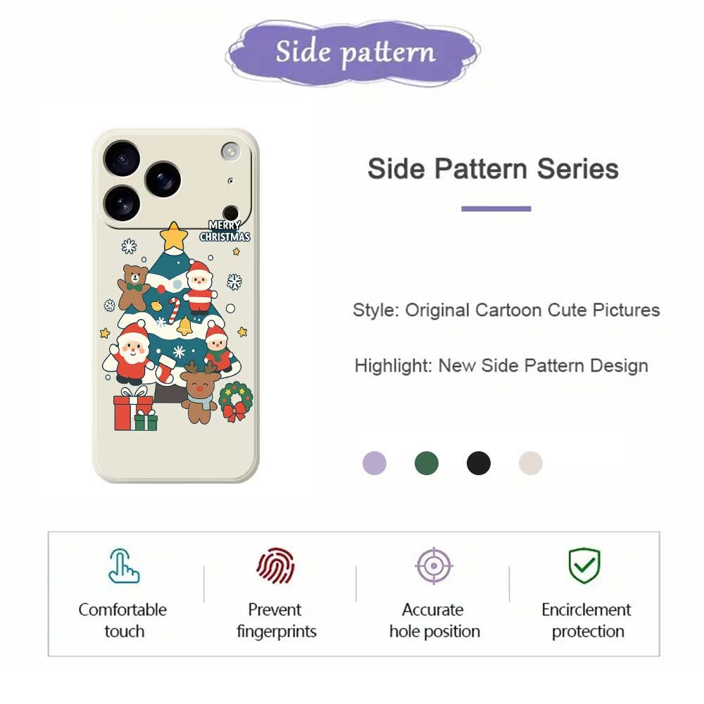 For iPhone 17 Pro Max Case Christmas Tree Gifts Pattern Printing Straight Edge TPU Phone Back Cover - Purple