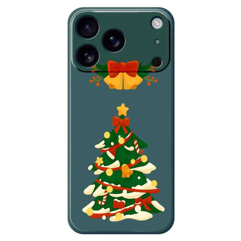 For iPhone 17 Pro Max Case Christmas Tree Bow Pattern Printing Straight Edge TPU Phone Back Cover - Green
