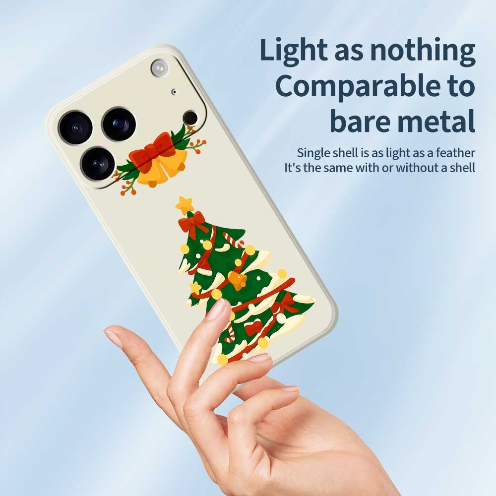 For iPhone 17 Pro Max Case Christmas Tree Bow Pattern Printing Straight Edge TPU Phone Back Cover - Green