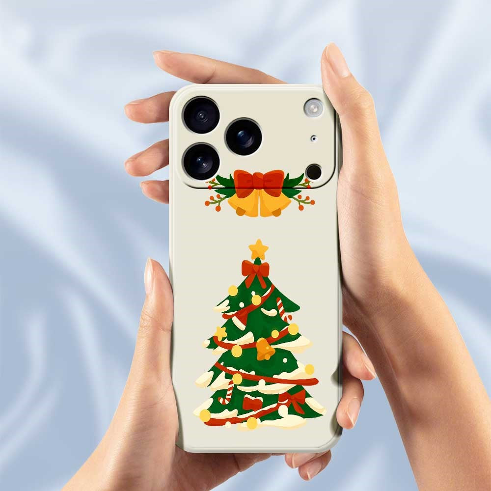 For iPhone 17 Pro Max Case Christmas Tree Bow Pattern Printing Straight Edge TPU Phone Back Cover - Green