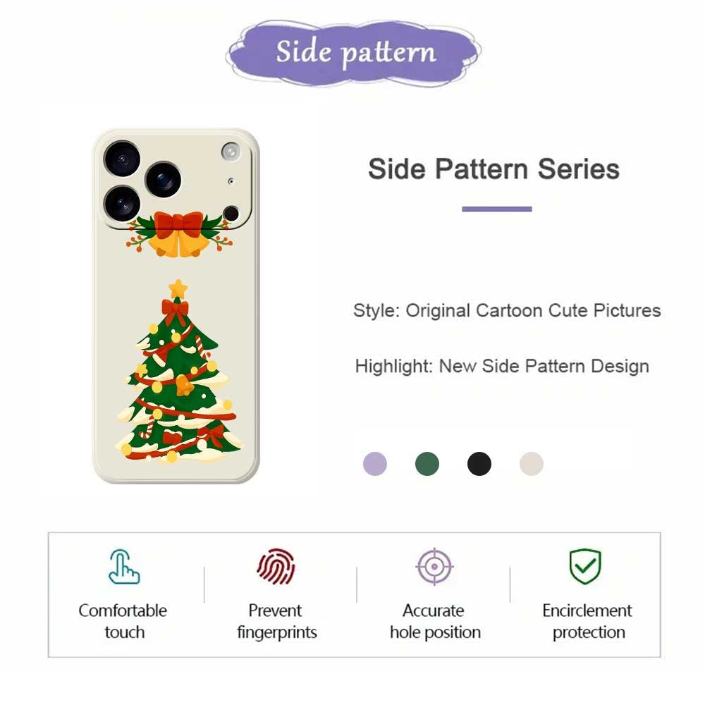 For iPhone 17 Pro Max Case Christmas Tree Bow Pattern Printing Straight Edge TPU Phone Back Cover - Black