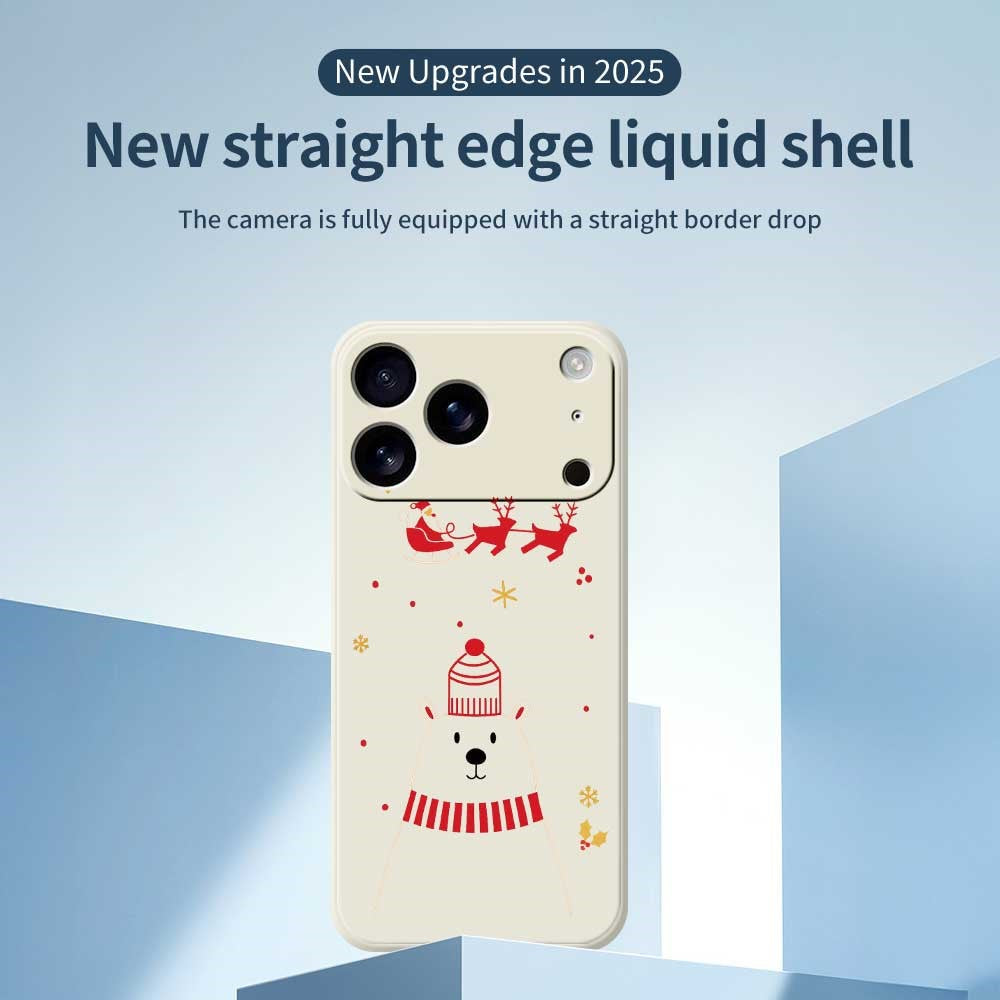 For iPhone 17 Pro Max Case Bear Pattern Printing Straight Edge TPU Phone Back Cover - Beige