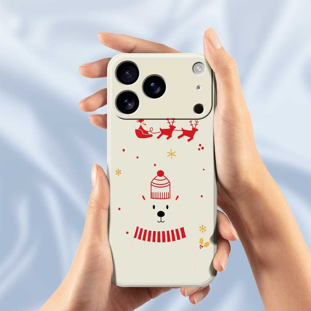 For iPhone 17 Pro Max Case Bear Pattern Printing Straight Edge TPU Phone Back Cover - Beige