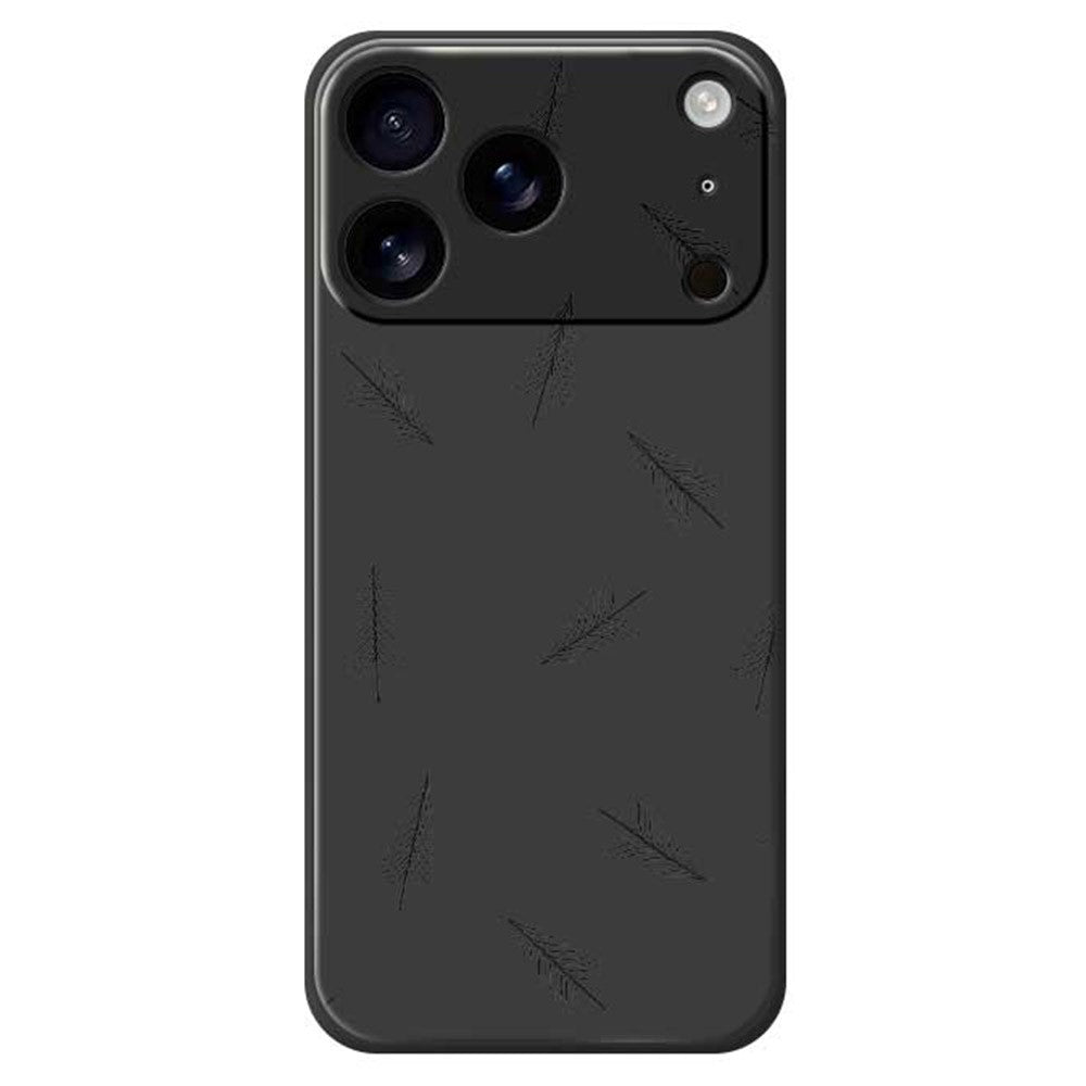 For iPhone 17 Pro Max Case Hand Drawn Trees Pattern Printing Straight Edge TPU Phone Back Cover - Black