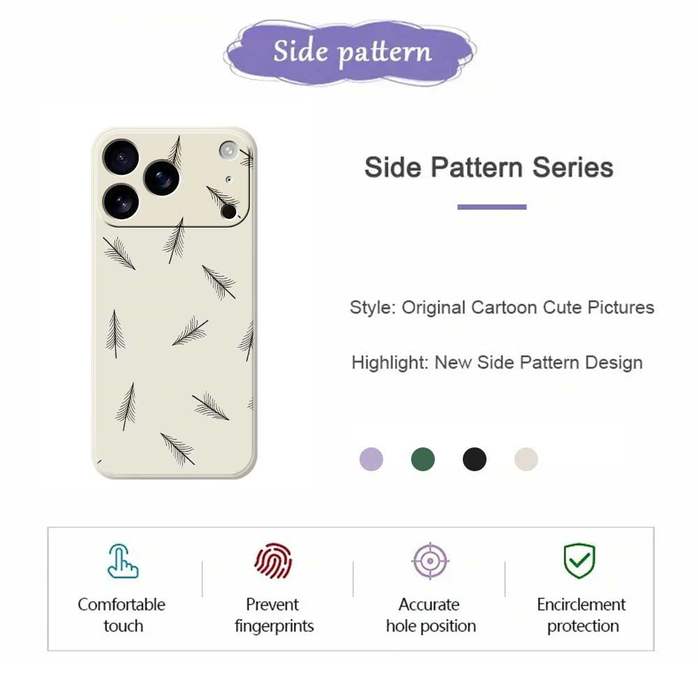 For iPhone 17 Pro Max Case Hand Drawn Trees Pattern Printing Straight Edge TPU Phone Back Cover - Black
