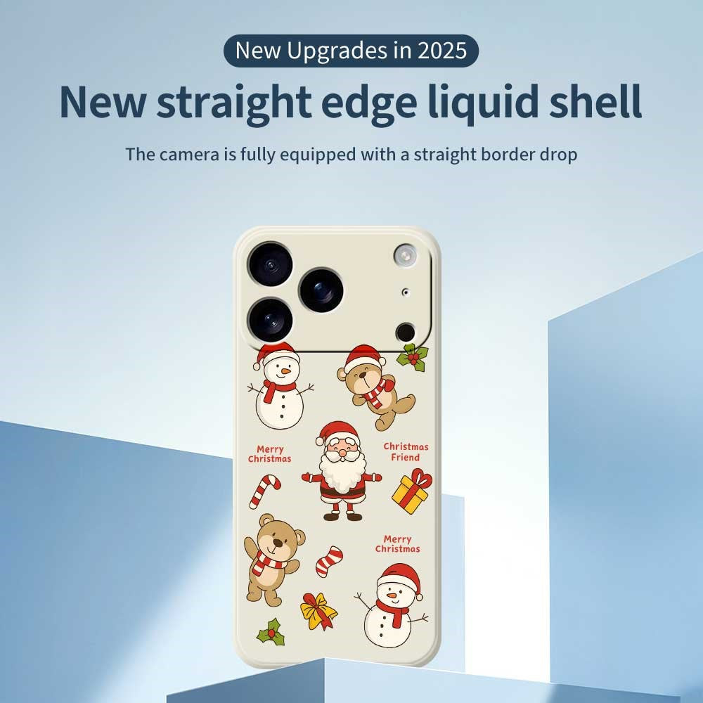 For iPhone 17 Pro Max Case Christmas Friends Pattern Printing Straight Edge TPU Phone Back Cover - Beige