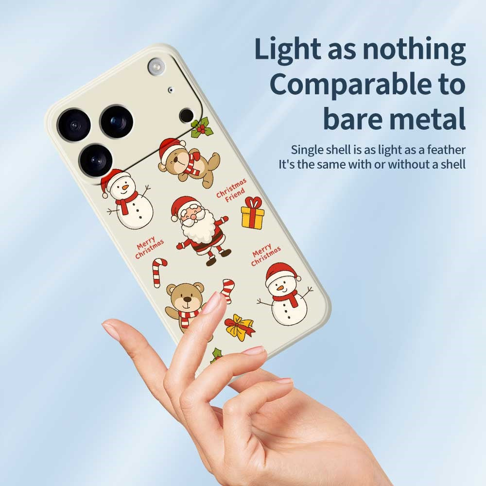 For iPhone 17 Pro Max Case Christmas Friends Pattern Printing Straight Edge TPU Phone Back Cover - Beige