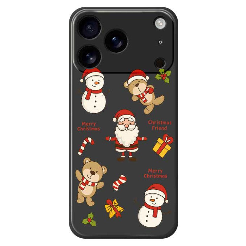 For iPhone 17 Pro Max Case Christmas Friends Pattern Printing Straight Edge TPU Phone Back Cover - Black