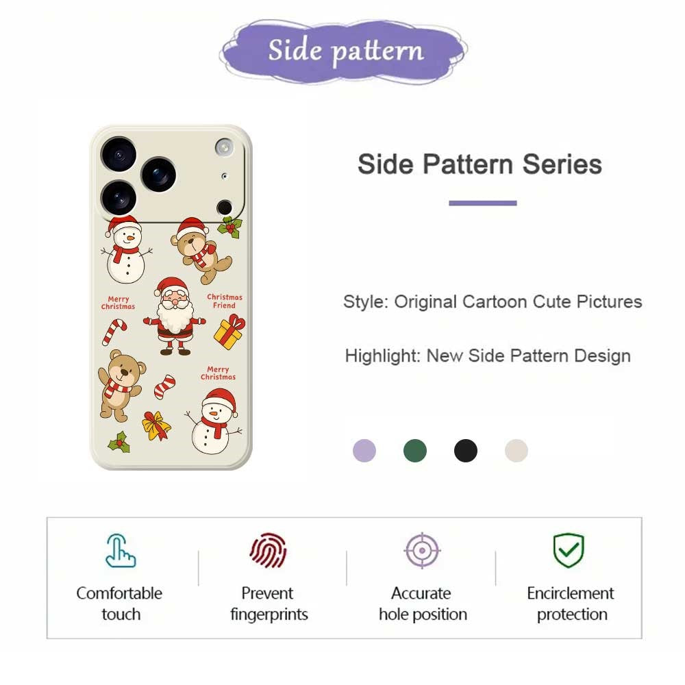 For iPhone 17 Pro Max Case Christmas Friends Pattern Printing Straight Edge TPU Phone Back Cover - Black