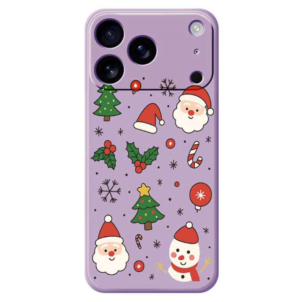 For iPhone 17 Pro Max Case Christmas Theme Pattern Printing Straight Edge TPU Phone Back Cover - Purple