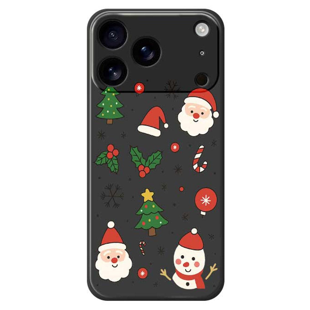 For iPhone 17 Pro Max Case Christmas Theme Pattern Printing Straight Edge TPU Phone Back Cover - Black