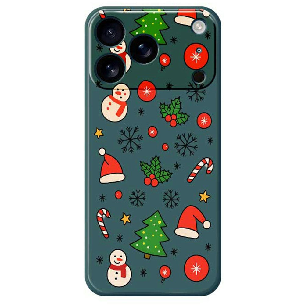 For iPhone 17 Pro Max Case Christmas Elements Pattern Printing Straight Edge TPU Phone Back Cover - Green
