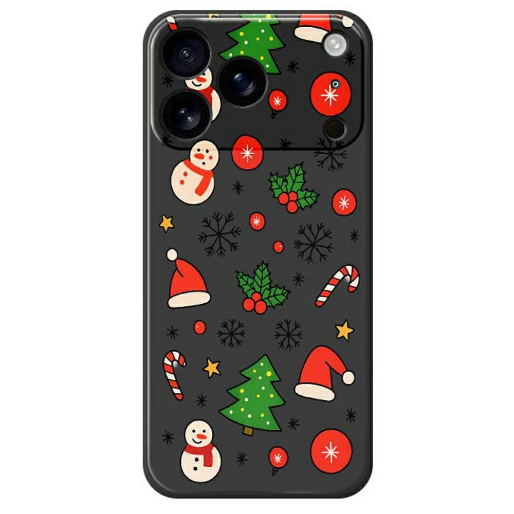 For iPhone 17 Pro Max Case Christmas Elements Pattern Printing Straight Edge TPU Phone Back Cover - Black