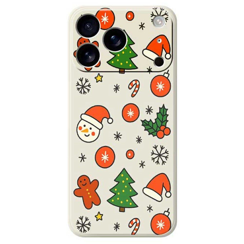 For iPhone 17 Pro Max Case Lovely Christmas Pattern Printing Straight Edge TPU Phone Back Cover - Beige