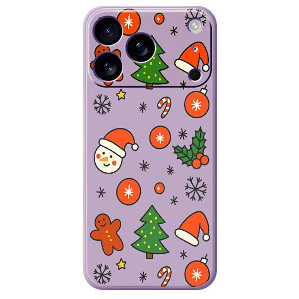 For iPhone 17 Pro Max Case Lovely Christmas Pattern Printing Straight Edge TPU Phone Back Cover - Purple
