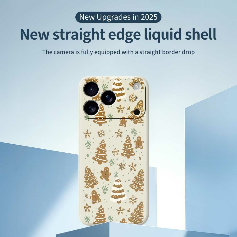 For iPhone 17 Pro Max Case Brown Christmas Tree Gingerbread Pattern Printing Straight Edge TPU Phone Back Cover - Purple