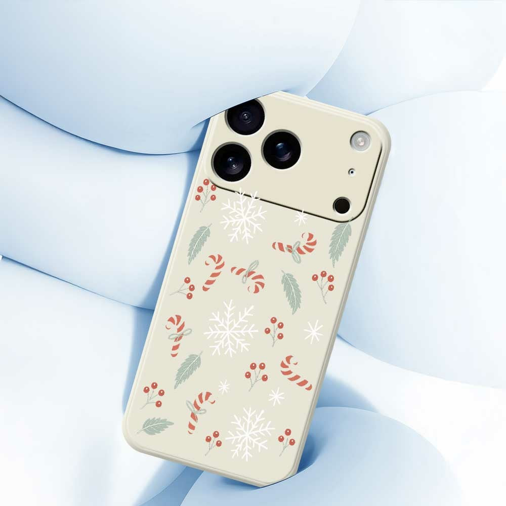 For iPhone 17 Pro Max Case Leaves and Canes Pattern Printing Straight Edge TPU Phone Back Cover - Beige