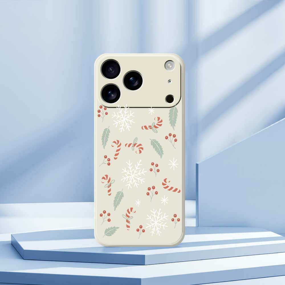 For iPhone 17 Pro Max Case Leaves and Canes Pattern Printing Straight Edge TPU Phone Back Cover - Beige