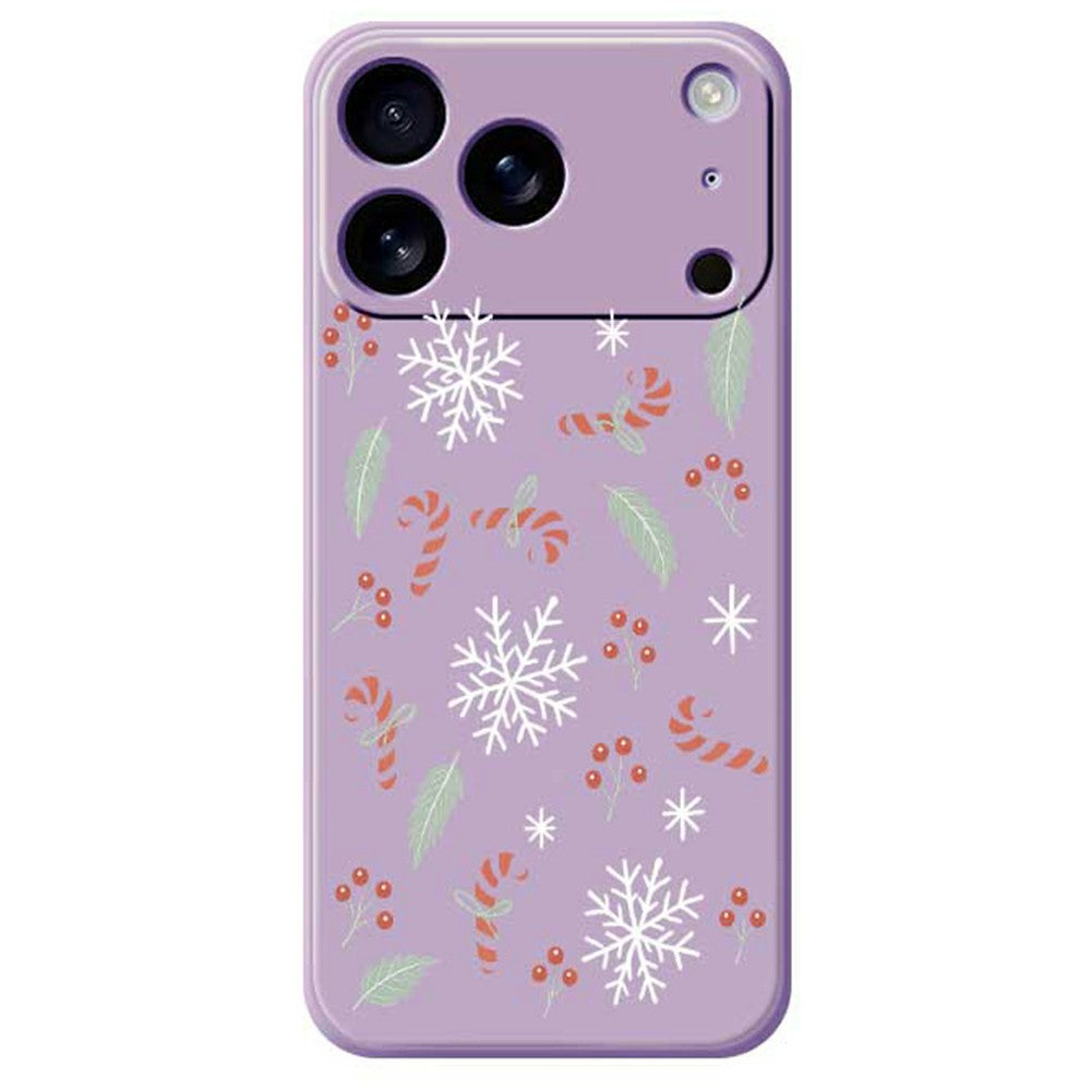For iPhone 17 Pro Max Case Leaves and Canes Pattern Printing Straight Edge TPU Phone Back Cover - Purple