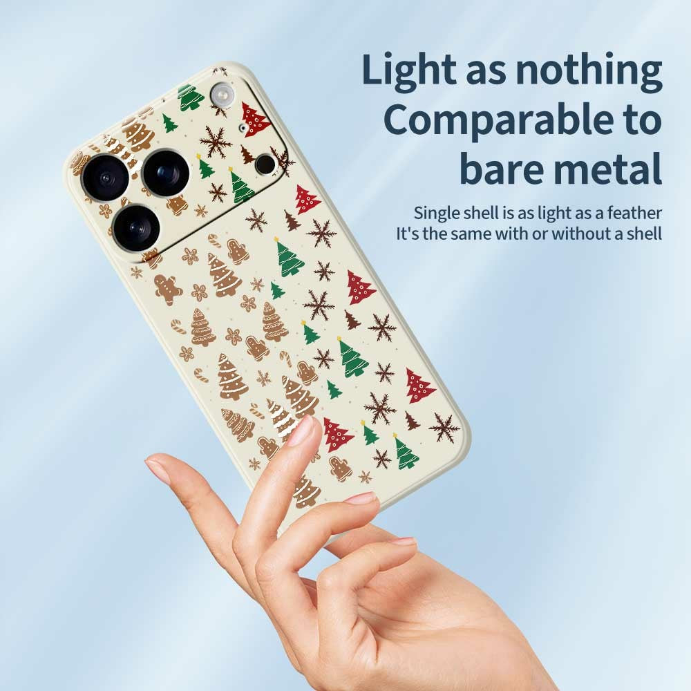 For iPhone 17 Pro Max Case Christmas Tree Gingerbread Pattern Printing Straight Edge TPU Phone Back Cover - Green