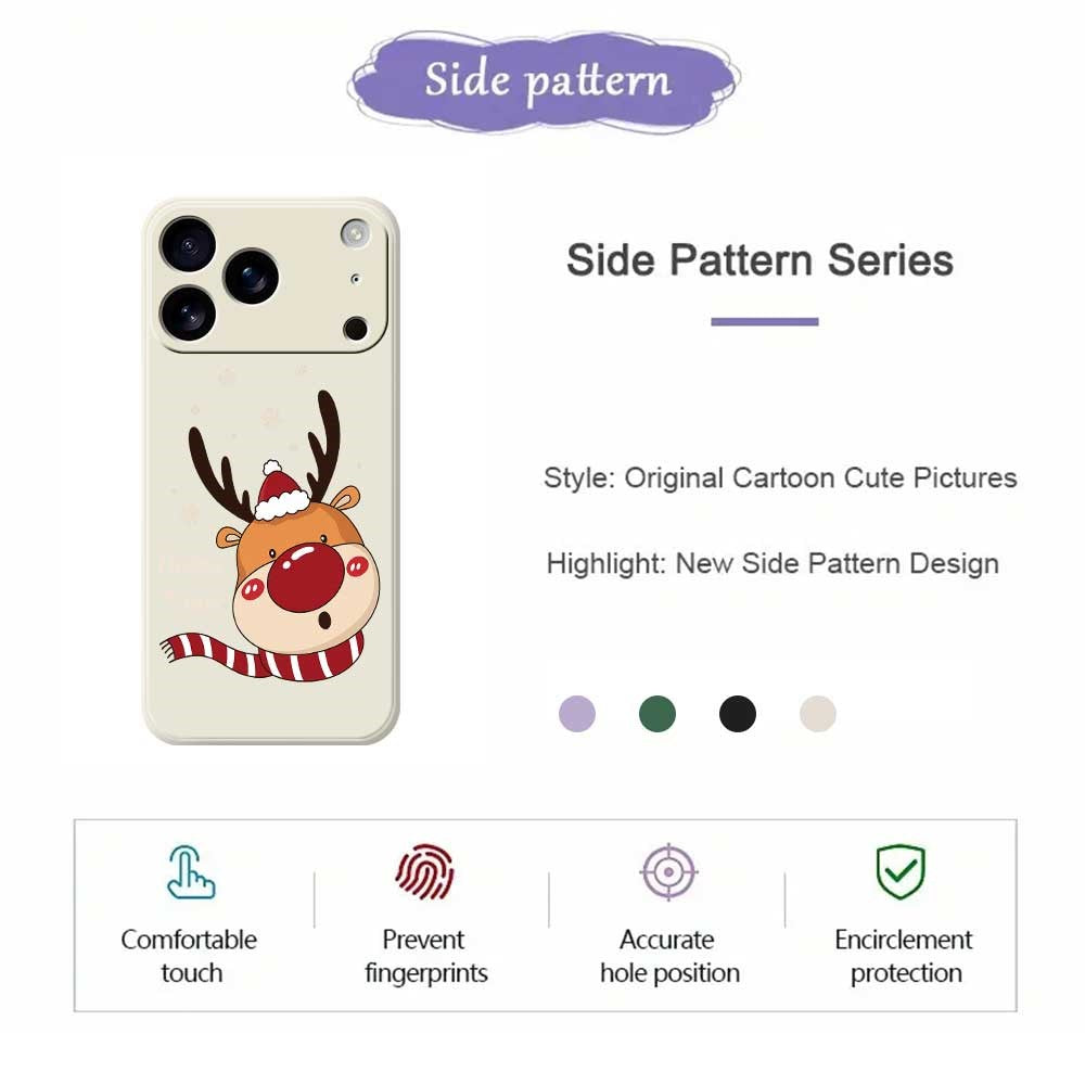 For iPhone 17 Pro Max Case Deer Head Pattern Printing Straight Edge TPU Phone Back Cover - Green