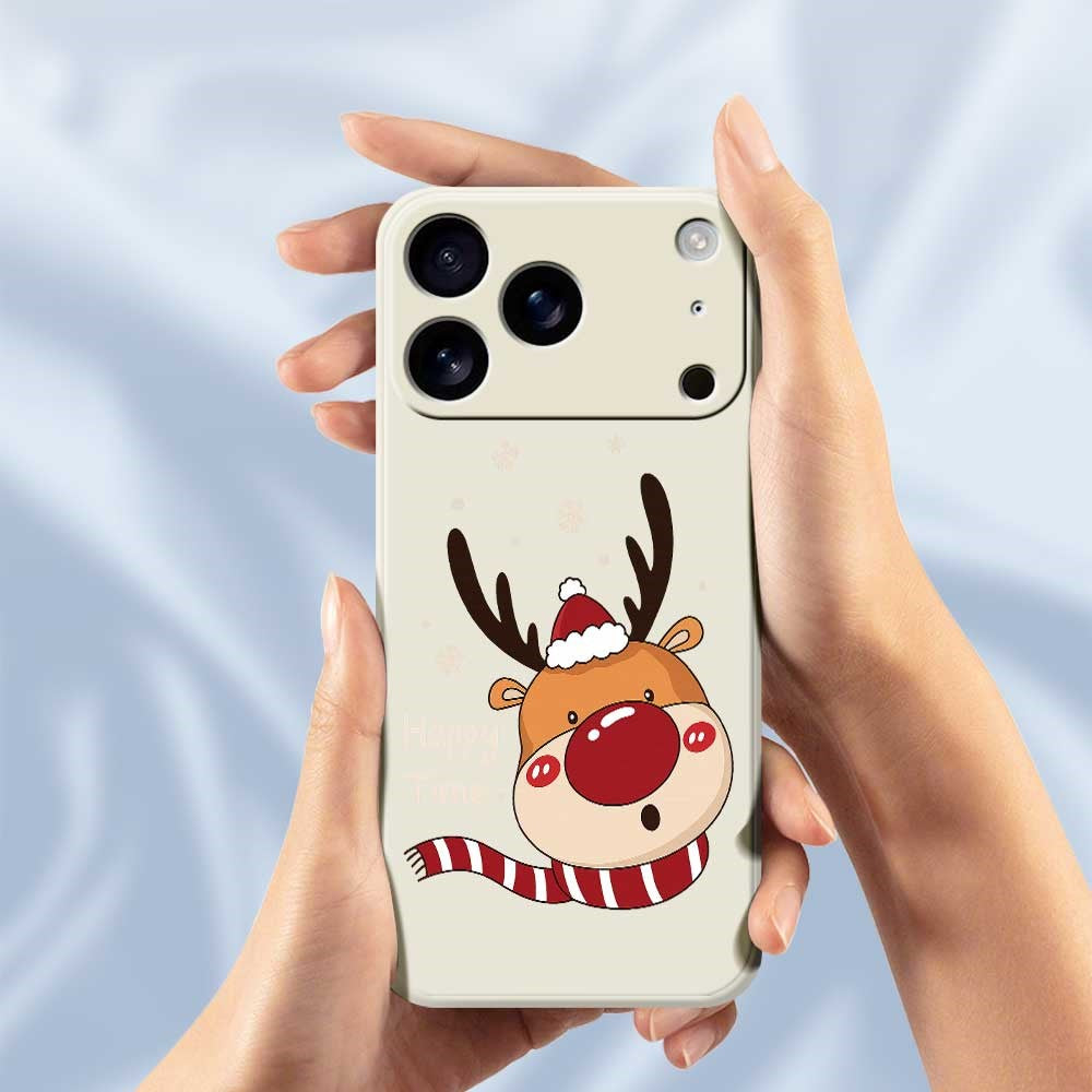 For iPhone 17 Pro Max Case Deer Head Pattern Printing Straight Edge TPU Phone Back Cover - Purple