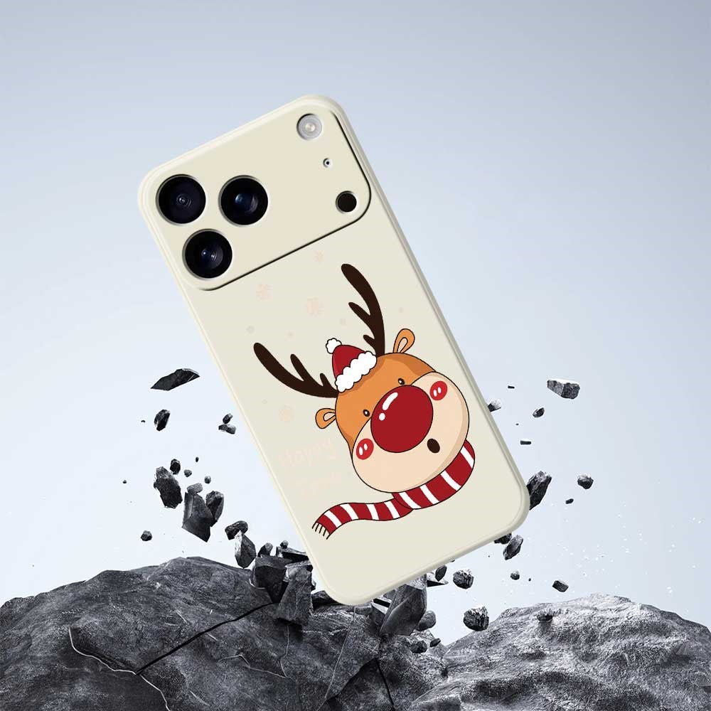 For iPhone 17 Pro Max Case Deer Head Pattern Printing Straight Edge TPU Phone Back Cover - Black
