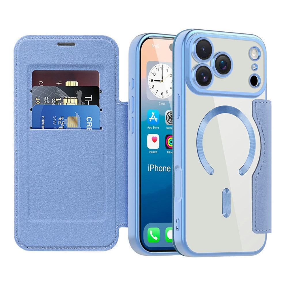 For iPhone 17 Pro Max Case Compatible with MagSafe Rhombus PU Leather Phone Cover - Blue