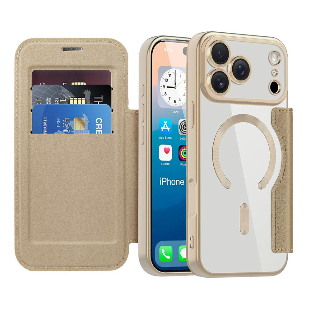 For iPhone 17 Pro Max Case Compatible with MagSafe Rhombus PU Leather Phone Cover - Desert Gold