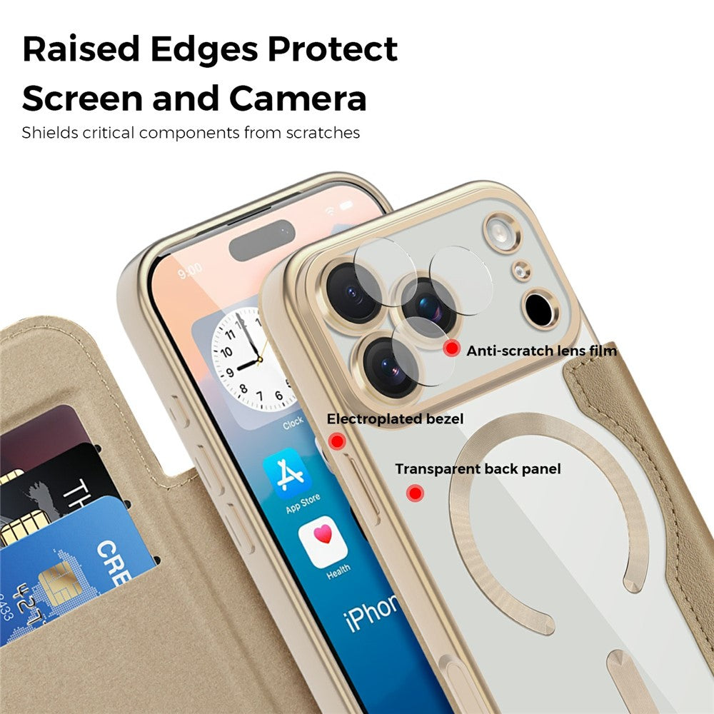 For iPhone 17 Pro Max Case Compatible with MagSafe Rhombus PU Leather Phone Cover - Desert Gold