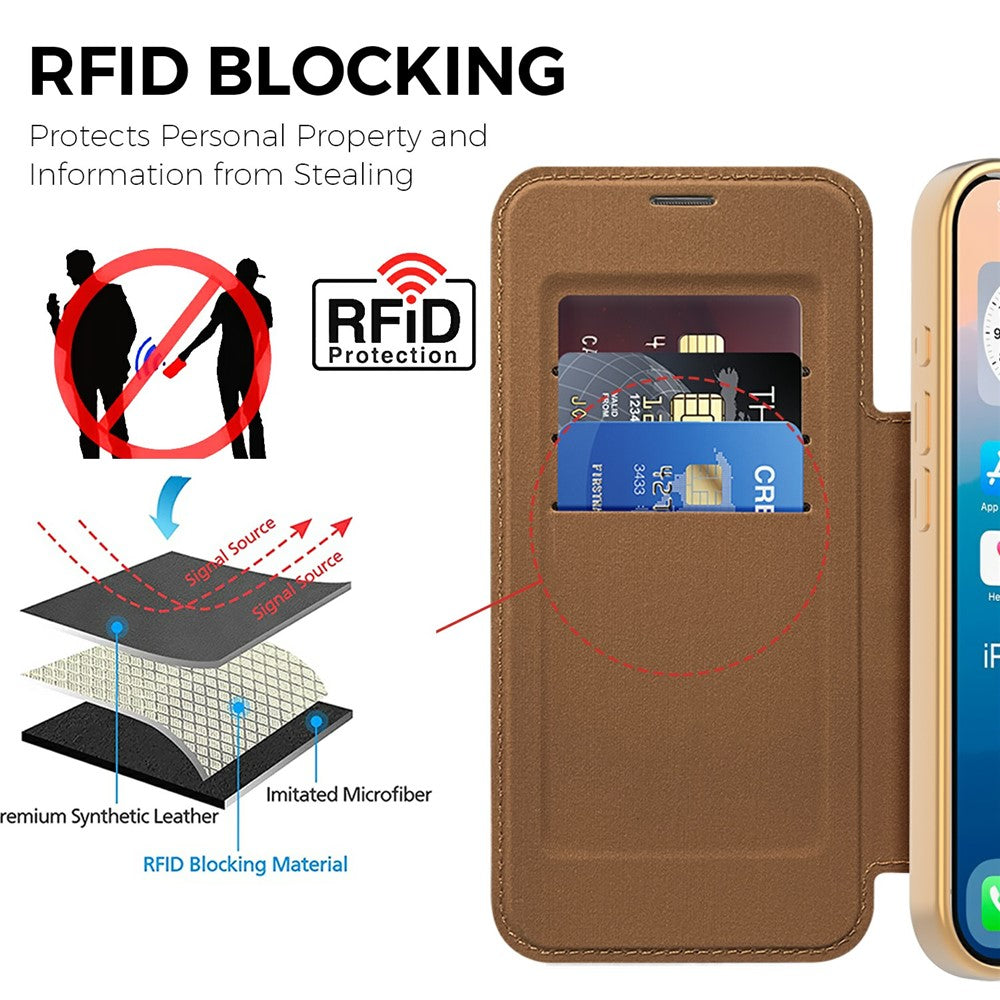 For iPhone 17 Pro Max Case Compatible with MagSafe Rhombus PU Leather Phone Cover - Brown