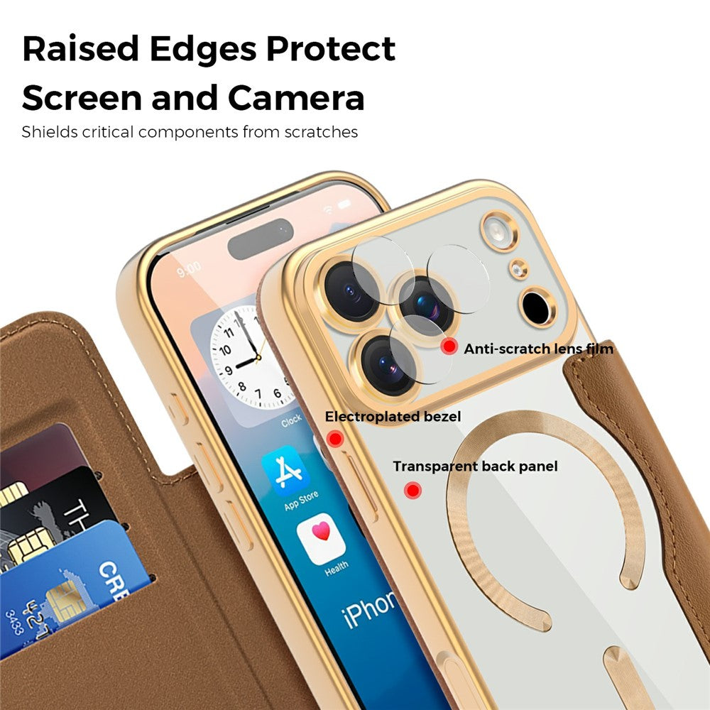 For iPhone 17 Pro Max Case Compatible with MagSafe Rhombus PU Leather Phone Cover - Brown