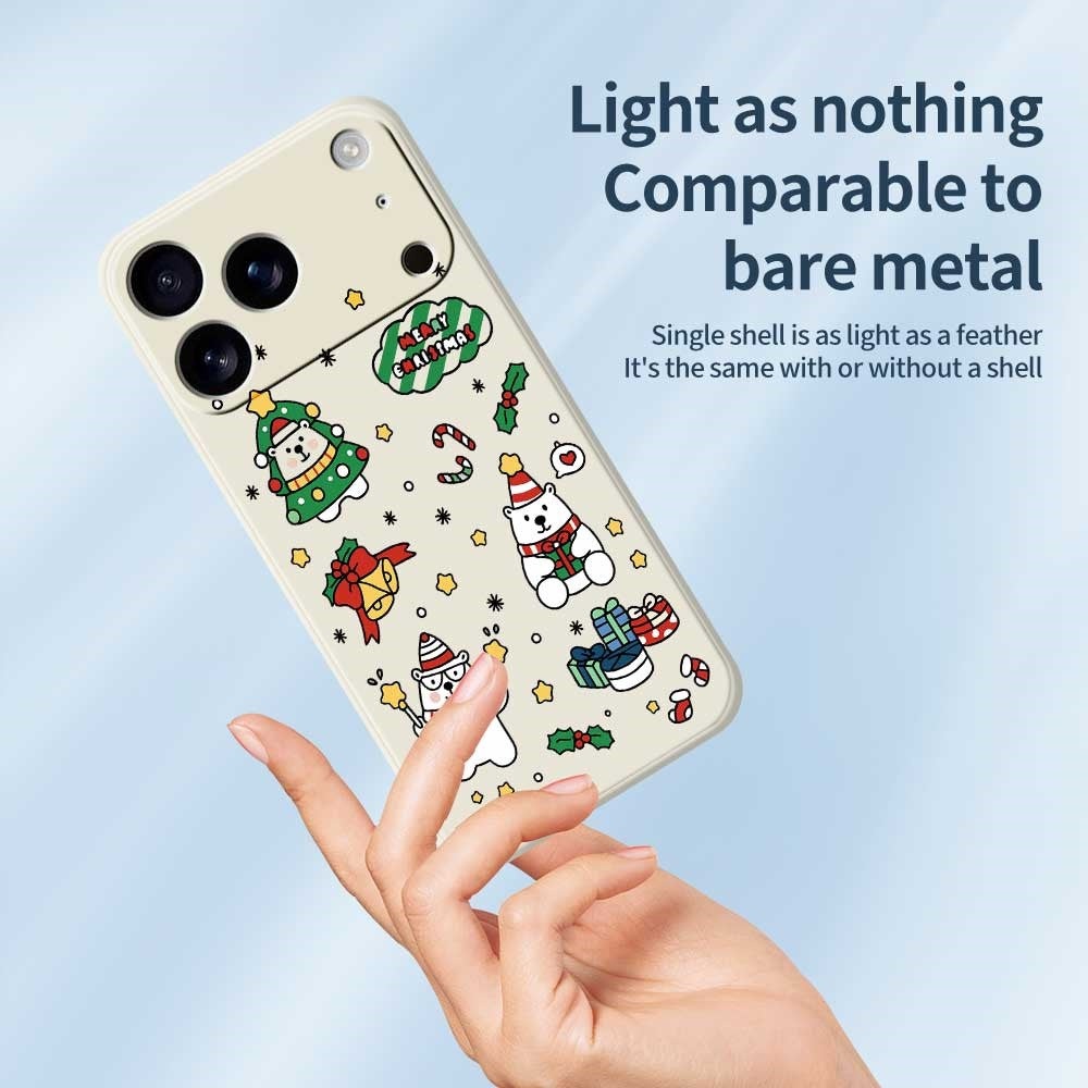 For iPhone 17 Pro Max Case Christmas Bears Pattern Printing Straight Edge TPU Phone Back Cover - Purple