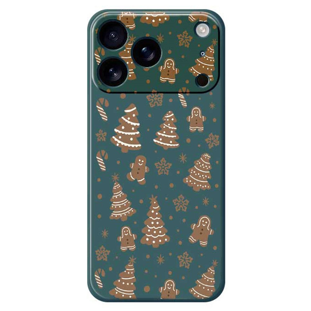 For iPhone 17 Pro Max Case Christmas Gingerbread Pattern Printing Straight Edge TPU Phone Back Cover - Green