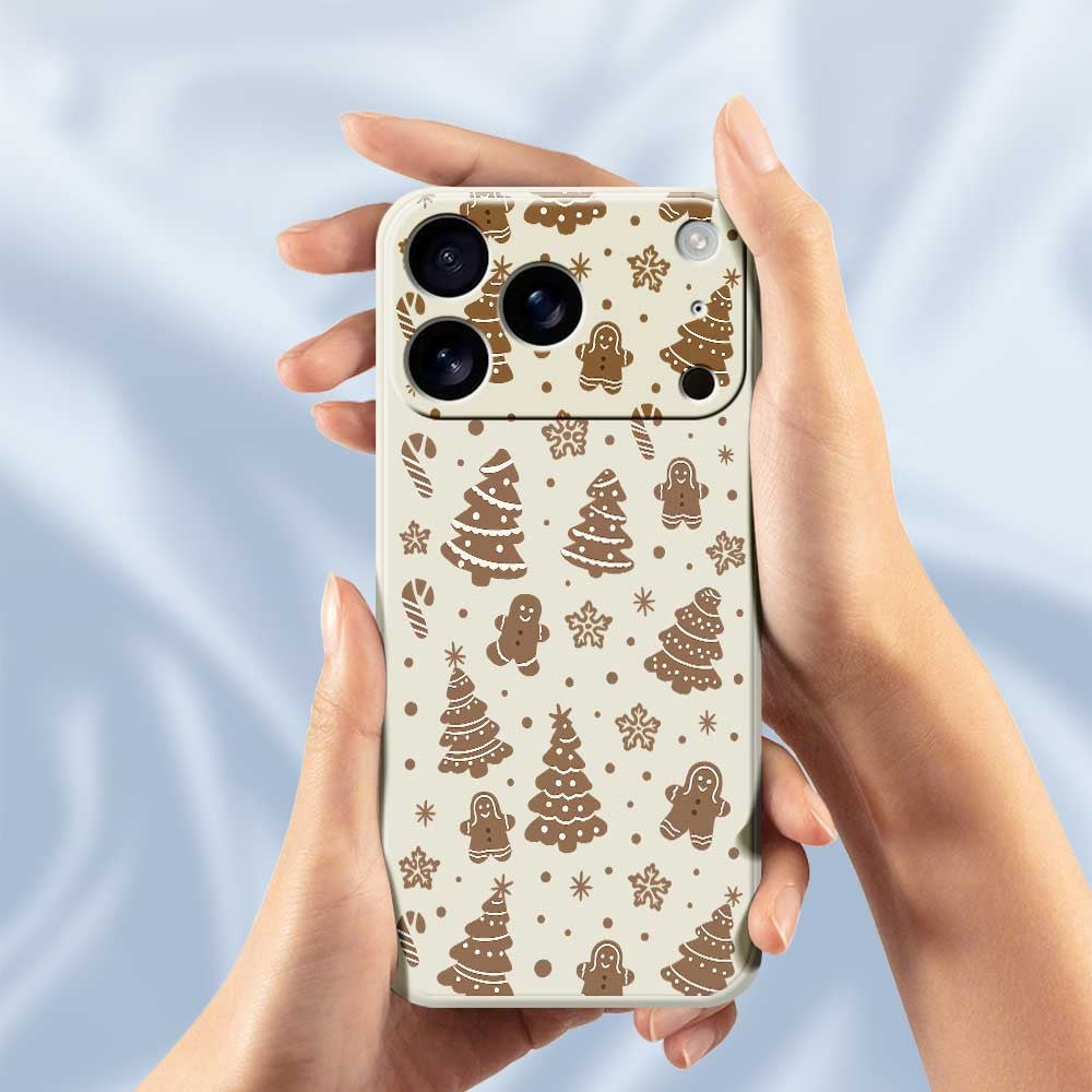For iPhone 17 Pro Max Case Christmas Gingerbread Pattern Printing Straight Edge TPU Phone Back Cover - Black