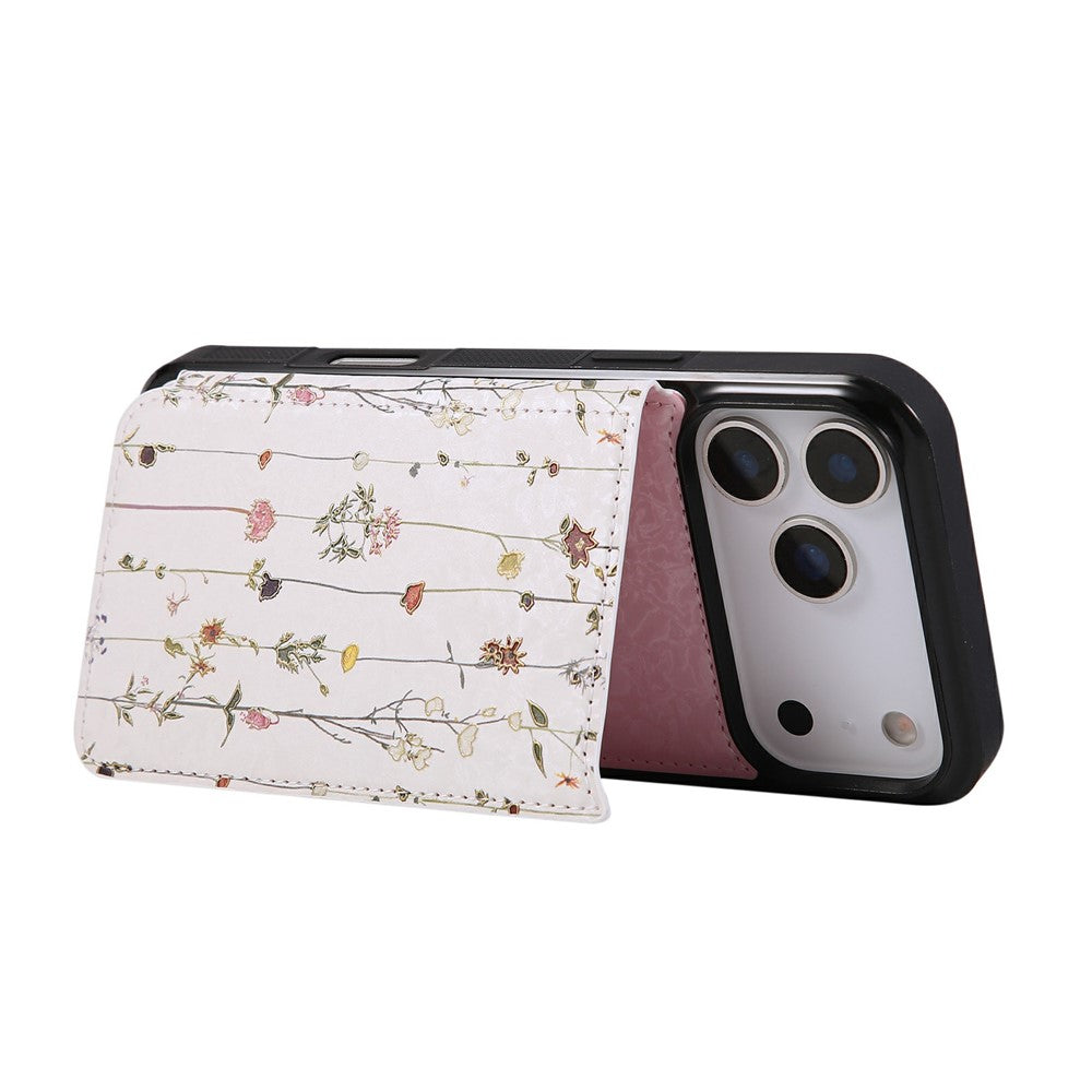 For iPhone 17 Pro Max Case Flower Leather TPU RFID Blocking Phone Cover Card Slots - Dried Flower
