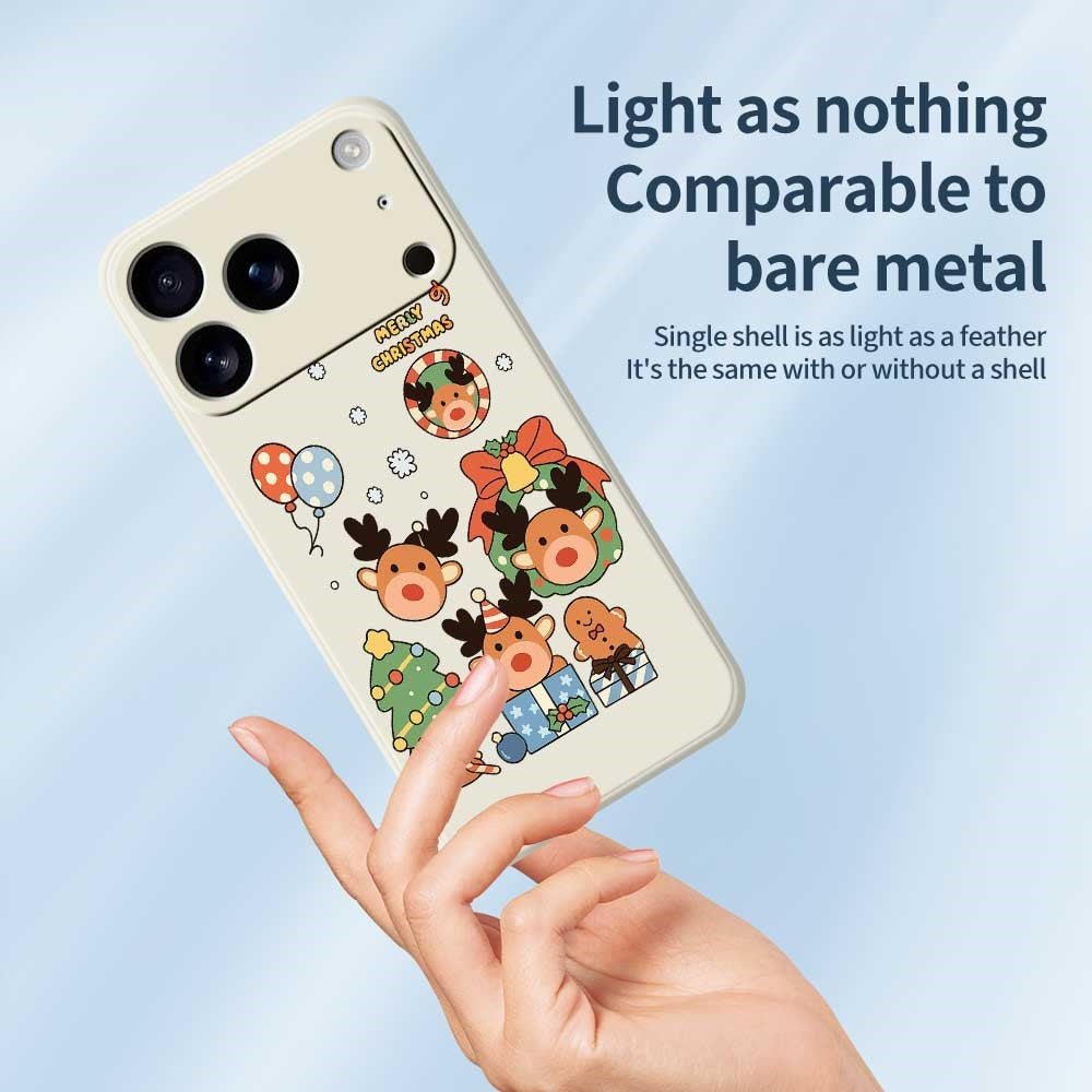 For iPhone 17 Pro Max Case Christmas Gift Deer Pattern Printing Straight Edge TPU Phone Back Cover - Beige