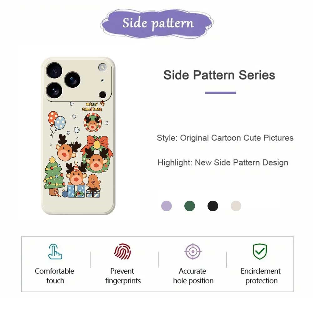 For iPhone 17 Pro Max Case Christmas Gift Deer Pattern Printing Straight Edge TPU Phone Back Cover - Black