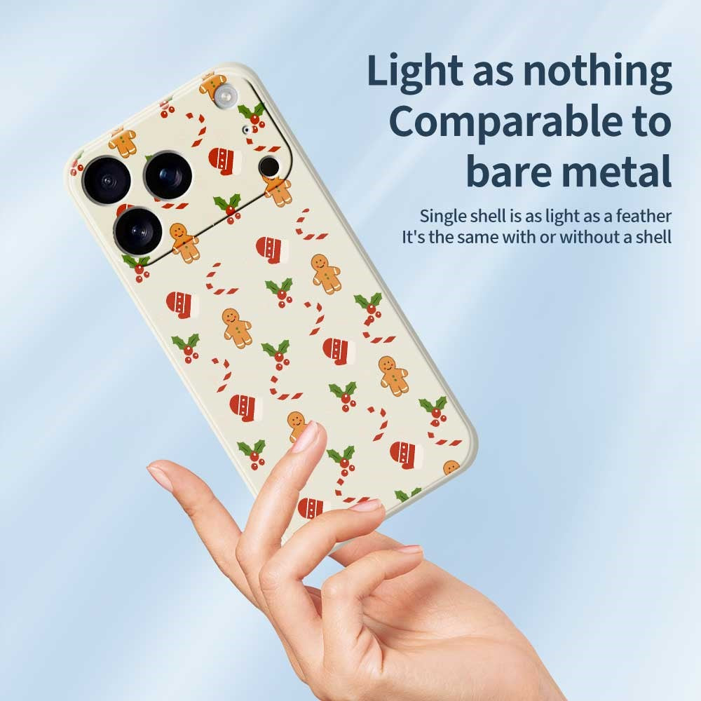 For iPhone 17 Pro Max Case Gingerbread Gloves Pattern Printing Straight Edge TPU Phone Back Cover - Beige